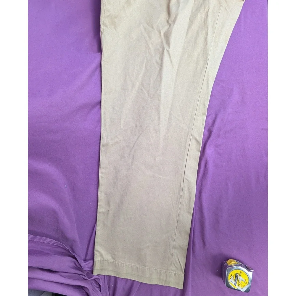 Alfani Verona Tech Pants 34X30 Khaki Flat Front Slash Pockets Straight Relaxed